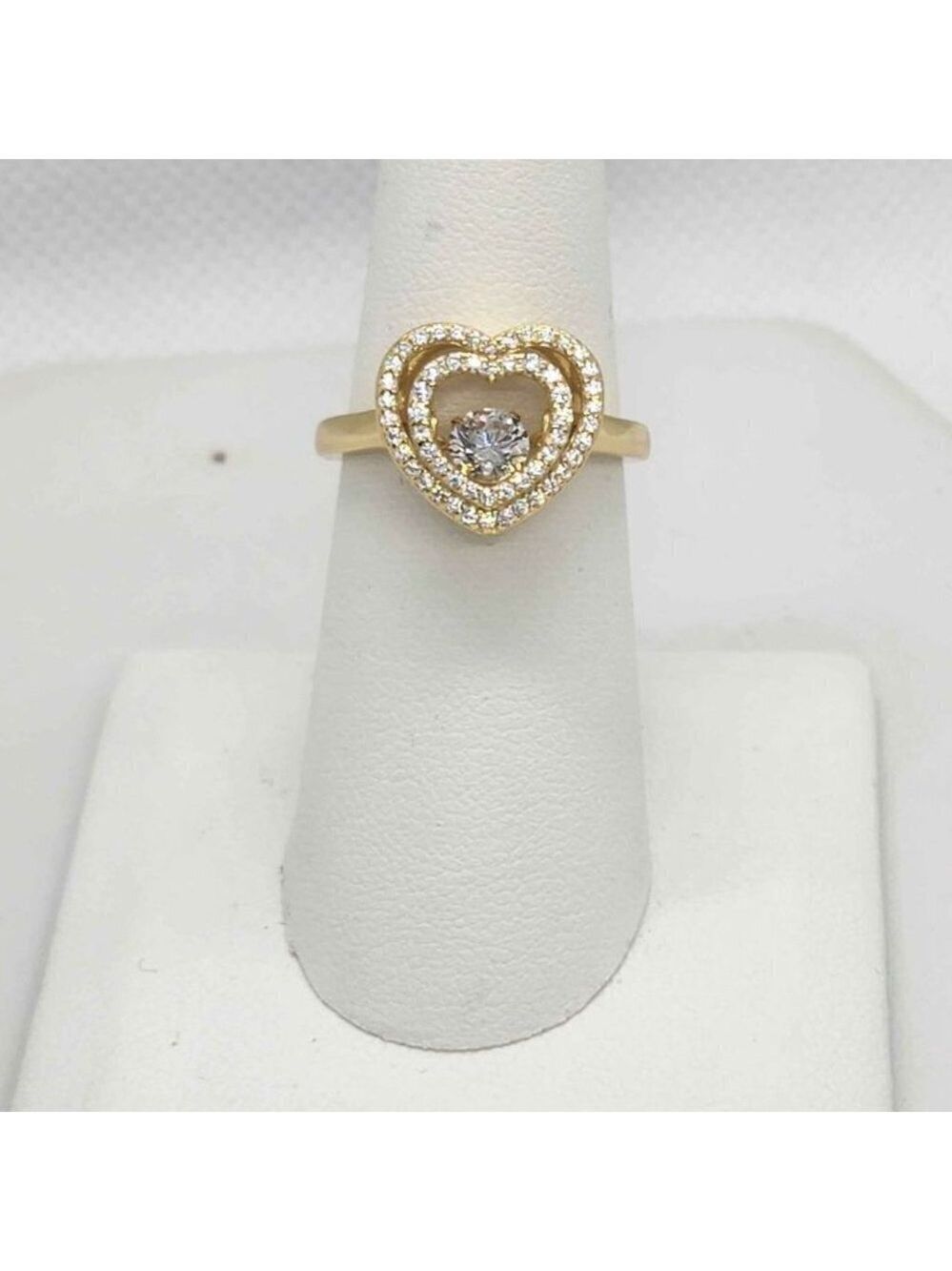 Brand New   Sterling Silver 925 Double Heart Dancing Stone Ring